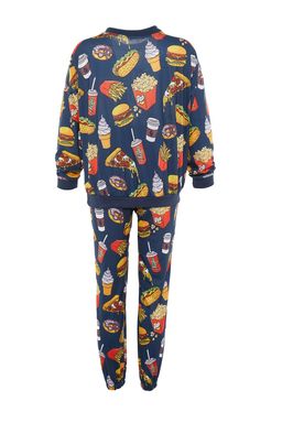 Cok Renkli %100 Pamuklu Slogan Nak?sl? Desenli Orme Pijama Tak?m? THMAW23PT00064