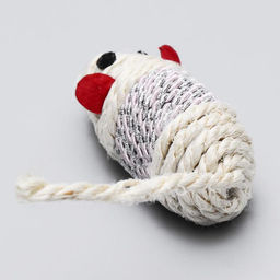 Набор витых игрушек для кошек: мышь 7 см. шарик 4 см, сизаль, цвет МИКС