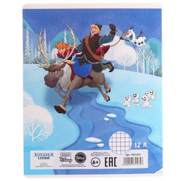 Цена за 20 шт. Тетрадь в клетку 12 листов, 5 видов МИКС, обложка мелованный картон, «Холодное сердце»