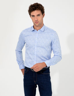 Синяя зауженная рубашка с длинным рукавом - Cacharel фото 2