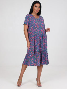 879 ПЛАТЬЕ ЖЕНСКОЕ (Цветы на индиго) - А-дина фото 3