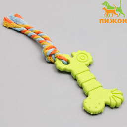 Игрушка жевательная с канатом Кость с хвостом, зелёная