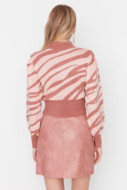 Zumrut Yesili Zebra Desenli Crop Triko Kazak TWOAW21KZ0010 - Trendyolmilla фото 28