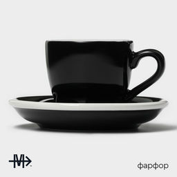 Кофейная пара Magistro Coffee time, чашка 80 мл, блюдце d=11.5 см, фарфор, чёрная