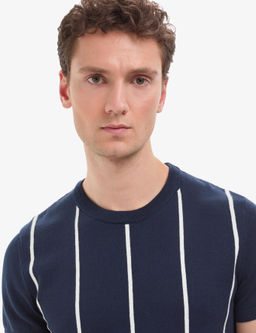 Lacivert Slim Fit Bisiklet Yaka Triko Ti__rt
