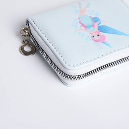 Кошелёк на молнии, отдел для карт, для монет, светло-голубой