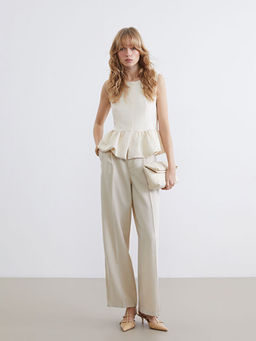 Bisiklet Yaka Desenli F?rf?rl? Bluz