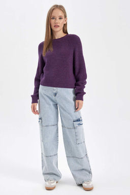 Крутой свитер стандартной посадки с круглым вырезом - Defacto фото 2