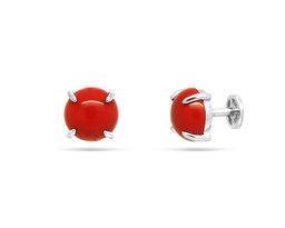 Серьги из серебра коралл, СПН119
