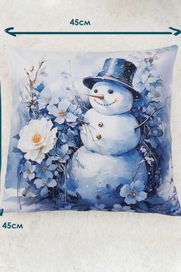 Наволочки Дед мороз и снеговик синий 2 шт велюр