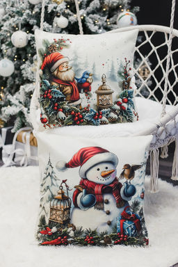Наволочка декоративная новогодняя 2 шт рогожка
