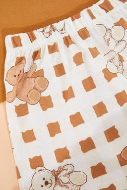 Trendyolmilla Ekru %100 Pamuklu Ay?c?kl? ve Kurdele/Fiyonk Bask?l? Sortlu Orme Pijama Tak?m? THMSS25PT00063  фото 12