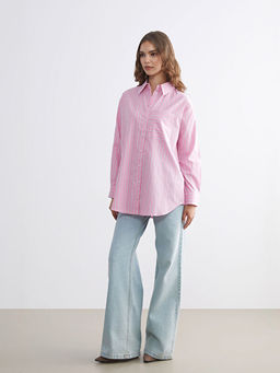 ?izgili Poplin Kad?n G?mlek Tunik