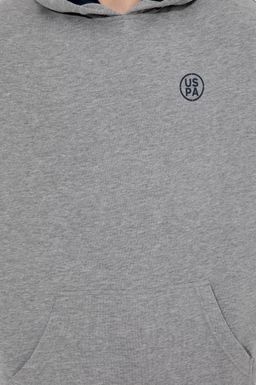 U. S. Polo Assn Мужская серая меланжевая толстовка оверсайз с капюшоном - U.s. polo assn фото 6