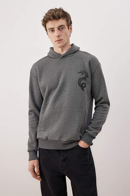 Antrasit Regular/Normal Kesim Bask_l_ Kap__onlu Sweatshirt TMNAW26SW00065