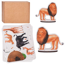 Игровой набор "Сафари" (дерево) крафтовая коробка