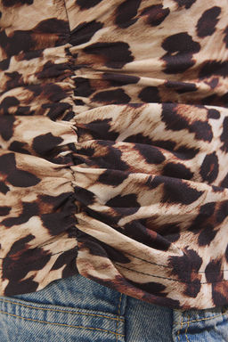 Trendyolmilla Cok Renkli Leopar Desenli Tek Omuz Dokuma Bluz TWOSS25BZ00492  фото 3