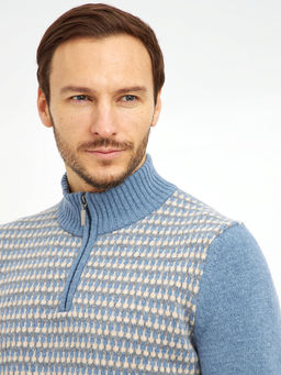 водолазка мужская в голубом цвете с узором - Glenfield фото 4