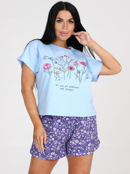 231-П ПИЖАМА ЖЕНСКАЯ (шорты) (Голубой/индиго) - А-дина фото 2