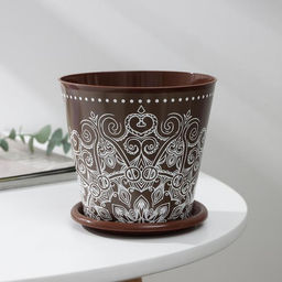 Цена за 2 шт. Горшок для цветов Доляна «Кракле», 800 мл, цвет коричневый