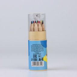 Цветные карандаши 12 цветов в тубусе мини, деревянные, заточенные «Синий»