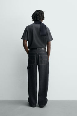 BAGGY FIT CARPENTER JEANS WITH TOPSTITCHING - Zara фото 2