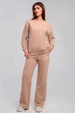 Арт. 2529 Костюм с брюками женский 44-50 (4 шт) Цвет:верх-бежевый,низ-бежевый - Калинка фото 14