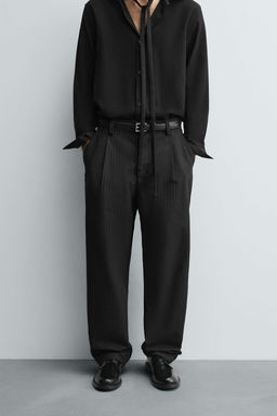 STRIPED TEXTURED CHINO TROUSERS - Zara фото 2