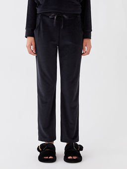 Beli Lastikli D?z Kadife Kad?n Pijama Alt