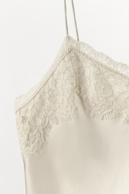 TOP LENCERO MEZCLA SEDA ENCAJE / Crudo - Zara фото 6