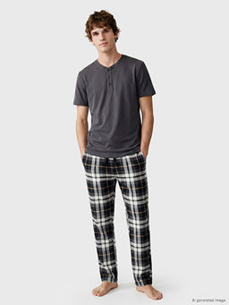 Regular Fit Ekose Erkek Pijama Tak?m