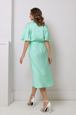 Платье миди с юбкой-трапецией и коротким рукавом - Looklikecat фото 3