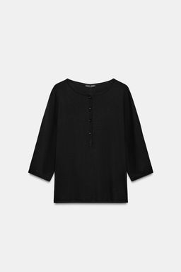 CAMISETA CUELLO PANADERO ALGOD?N / Negro
