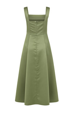 Yag Yesil A-Kesim Saten Dokuma S?k Abiye Gece Mezuniyet Elbisesi TPRAW25EL00040