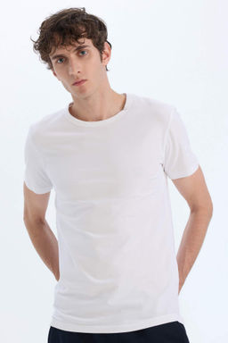 Slim Fit Dar Kesim Bisiklet Yaka K?sa Kollu Ust - Defacto фото 5