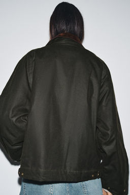 ZW COLLECTION CONTRAST COLLAR WAXED JACKET - Zara фото 4