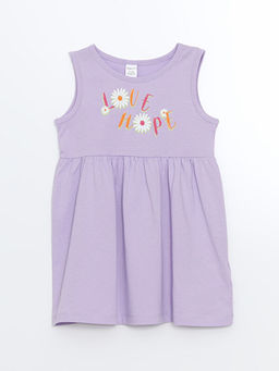 Bisiklet Yaka ?i?ekli K?z ?ocuk Elbise