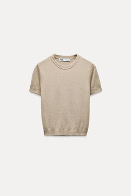 BASIC PLAIN KNIT SHORT SLEEVE TOP - Zara фото 5