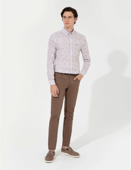 A__k Kahverengi Slim Fit Kanvas Pantolon