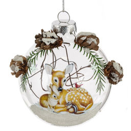 Украшение новогоднее "Шар" с декором, D 9 см, L9 W7 H9 см