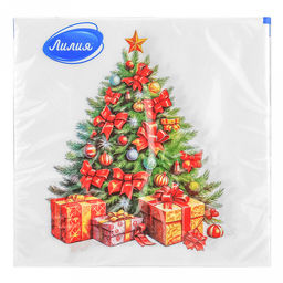 Салфетки бумажные 33х33см Лилия, 2-х слойные, 20 штук в упаковке, Краса (Россия)