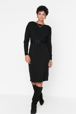 TRENDYOLMILLA Antrasit Mini Triko Kemerli Elbise TWOAW23EL00444  фото 21