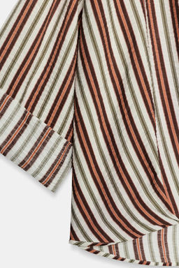 CAMISA RAYAS BAJO ABULLONADO / Marr?n / Crudo - Zara фото 16
