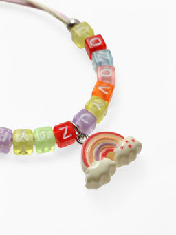 Браслет детский «Выбражулька» на затяжке, радуга с бусинами, цветной