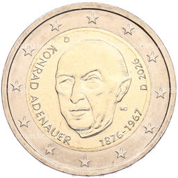 Монета 2 евро 2026 года D Германия Конрад Аденауэр