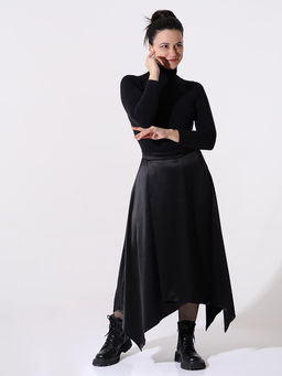 Юбка черная атласная асимметричная - Almond фото 5