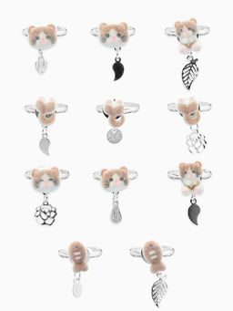 Цена за 36 шт. Кольцо «Выбражулька» котики бархат, МИКС, безразмерное (фас. 36 шт.)