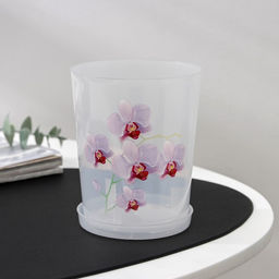 Цена за 2 шт. Горшок для орхидей с поддоном, 700 мл, пластиковый, прозрачный, МИКС