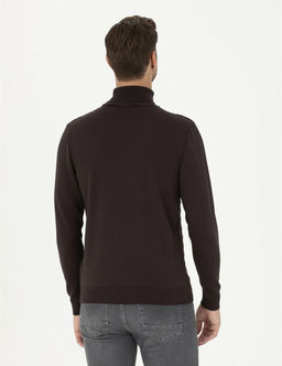 Kahverengi Slim Fit Bal_k__ Yaka Triko Kazak - Pierre cardin фото 5