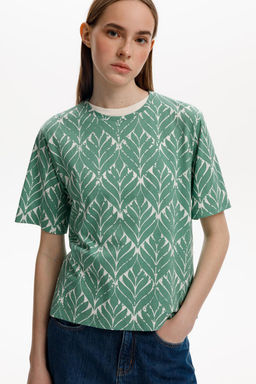 ЕВТ 3315/малахитовый зеленый,орнамент фуфайка жен